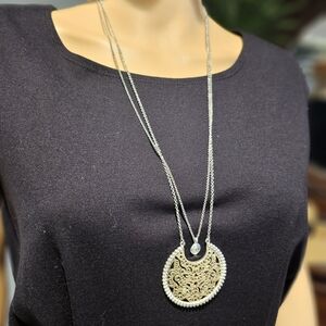 Silver-Tone Filigree Pendant Necklace - Elegant Women’s Jewelry